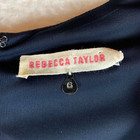 Rebecca Taylor Women's Blue Cap Sleeve Scoop Neck‎ Sheath Mini Dress Size 6 9182 - Picture 2 of 10